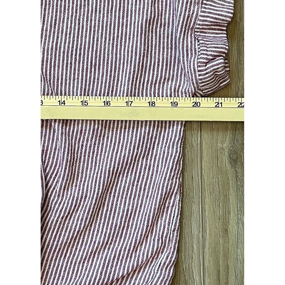 Cloth & Stone Striped Linen Blend Tie Front Button Down Beach Minimalist Boho - Picture 5 of 5